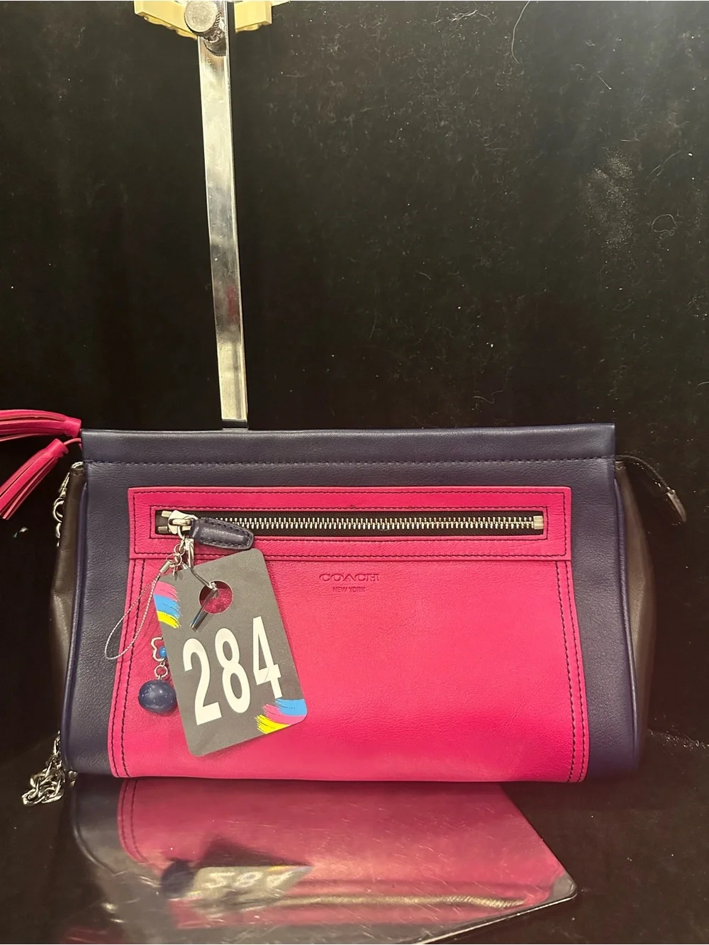 Coach #284 Legacy ColorblockTwo-Tone Pink and Purple Leather Large clutch